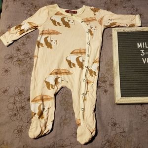 Milkbarn snap footed romper